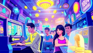 Exciting gaming scene illustrating JAMETKUPROY88 avatars in a vibrant digital environment.