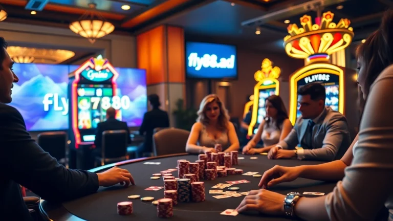 Engage in thrilling experiences at https://fly88.ad/ with an elegant casino atmosphere filled with cards and chips.