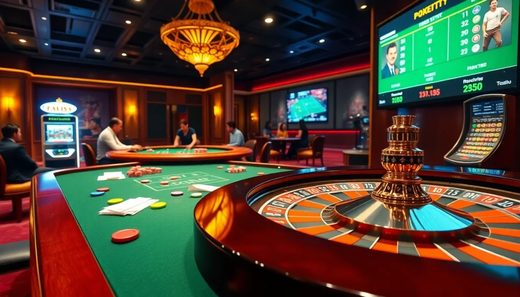 Experience kết quả bóng đá excitement with vibrant casino tables and dynamic betting scenes.