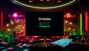 Experience a thrilling onicplay login with an elegant online casino setup featuring vibrant gaming elements.