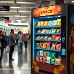 Innovative snack machine manufacturers showcasing modern vending solutions in a busy urban setting
