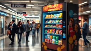 Innovative snack machine manufacturers showcasing modern vending solutions in a busy urban setting