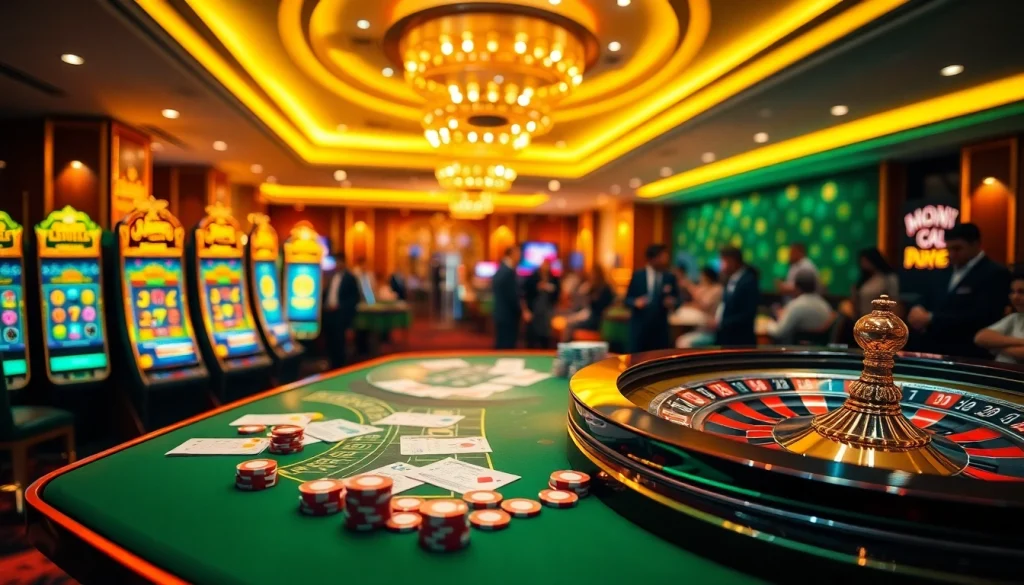 Online betting on Nhà cái đá gà showcasing vibrant casino elements and thrilling gameplay.