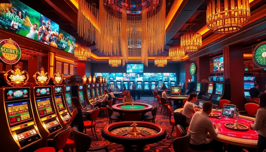 Experience the thrill of SOIBET with vibrant casino games and engaging players in a luxurious setting.