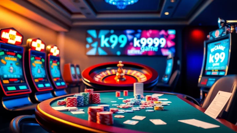 Players engaging in the exciting k9k9 game at a vibrant casino table with colorful chips and cards.