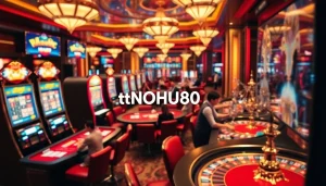 Experience the excitement of tải NOHU90 in a luxurious casino setting with engaging slot machines.