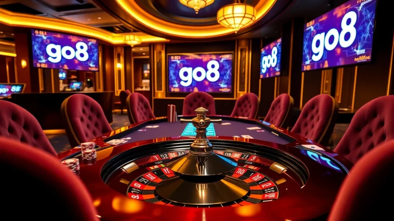 Players enjoying a high-stakes game at go8 luxury casino, with cards and chips prominently featured.