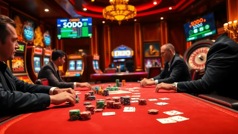 SODO casino poker game with vibrant chips and thrilling atmosphere.