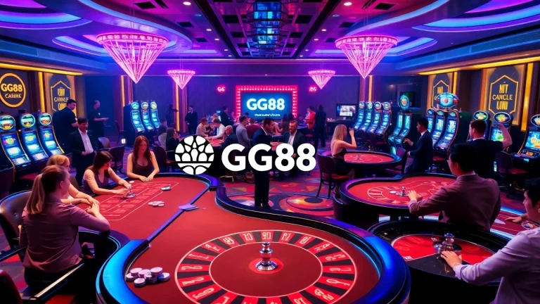 GG88 casino players enjoying high-stakes games at vibrant gaming tables.