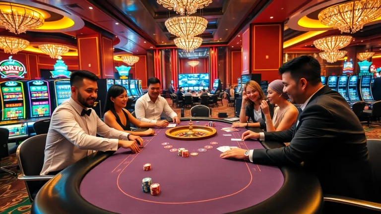 Experience excitement at https://go99pa.com with players enjoying a lively poker game in a luxury casino.
