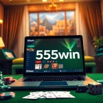 Engaging online gaming scene at 555win featuring poker chips and casino elements.