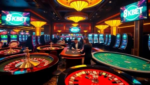Experience thrilling gameplay with 8KBET's luxurious casino environment filled with vibrant games.