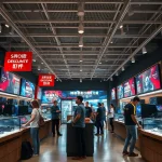 Engaging retail scene featuring ドスパラ クーポン with modern gaming PCs and vibrant promotions.