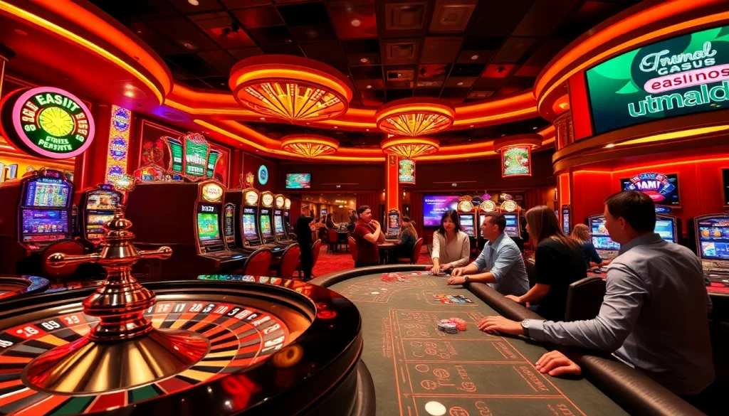 Menikmati sensasi kemenangan bersama Utama4D di kasino yang ramai dengan permainan yang berwarna-warni.