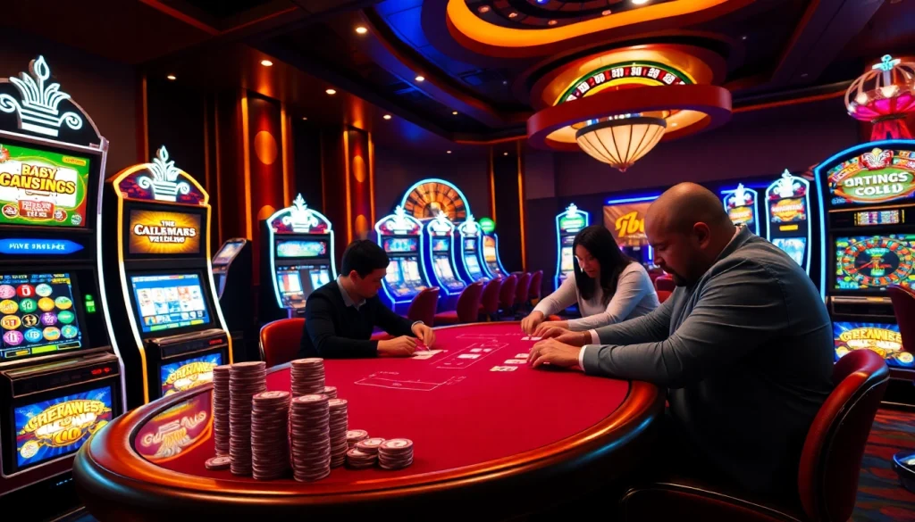 Experience high-stakes gambling at i5bet with intense poker gameplay and vibrant slot machines.