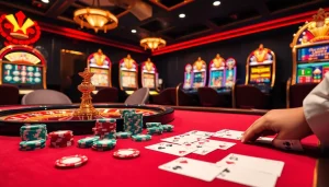 High-stakes poker action at https://rr88.navy/ with gleaming chips and vibrant cards.