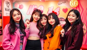 Blackpink members posing together, highlighting their unique styles and vibrant personalities.