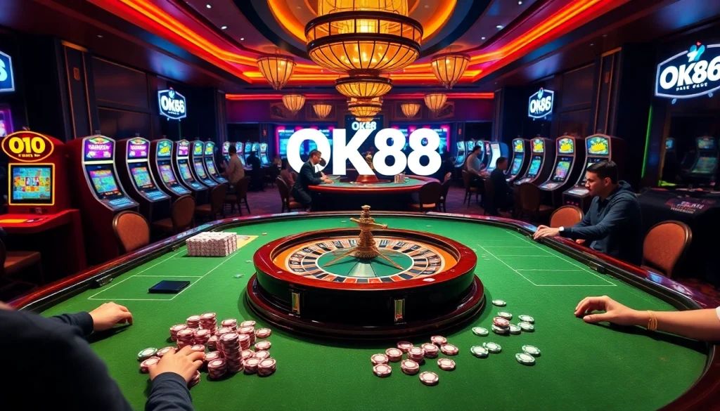 Experience the thrill of gambling at ok88, featuring vibrant slot machines and exciting poker tables.