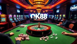 Experience the thrill of gambling at ok88, featuring vibrant slot machines and exciting poker tables.