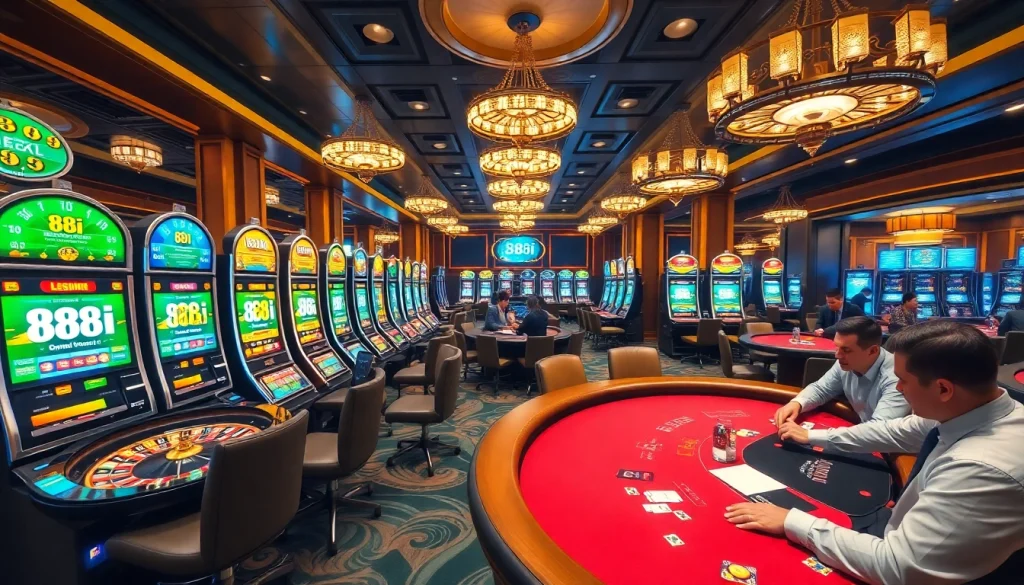 Experience the excitement of "88i" at a vibrant casino with immersive gaming tables and slot machines.