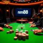Players enjoying a thrilling poker game at a luxury casino showcasing mm88.