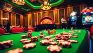 Engaging players betting at a luxurious casino showcasing https://five88sss.com/ exciting gambling options.