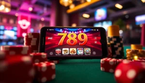 The 789Club app showcased on a smartphone, surrounded by gaming elements, emphasizing excitement.