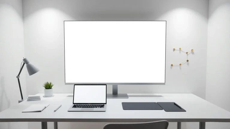 Bright workspace featuring tela branca on a fullscreen display to enhance focus and lighting.