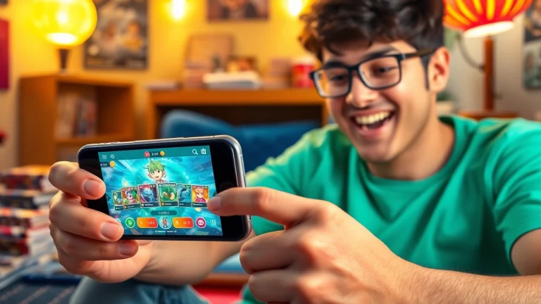 DOPAオリパ無料: スマートフォン上でカラフルなトレーディングカードに興奮して操作するユーザー、オンラインゲーム体験を披露。