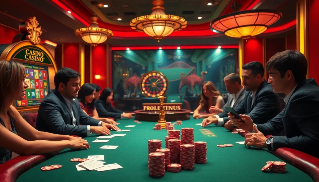 Engaging with ww88 at a luxurious casino table with poker chips and slot machines.