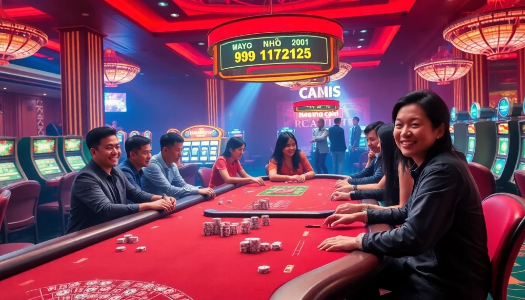 Engaging scene with players experiencing the thrill of keo nha cai in a luxurious casino environment.