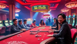 Engaging scene with players experiencing the thrill of keo nha cai in a luxurious casino environment.