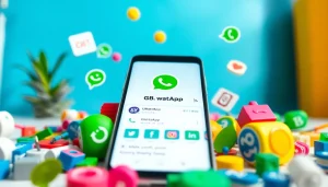 Explore GB WhatsApp features on a high-tech smartphone showcasing vibrant communication options.