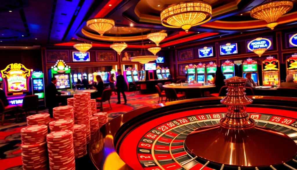 Gamblers engaging at a vibrant roulette table in a luxurious casino showcasing 168vn gaming excitement.