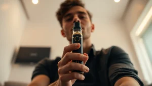 Showcasing PECAH837, a premium Exodus THC-A Disposable Vape device, exuding sophistication and modernity.