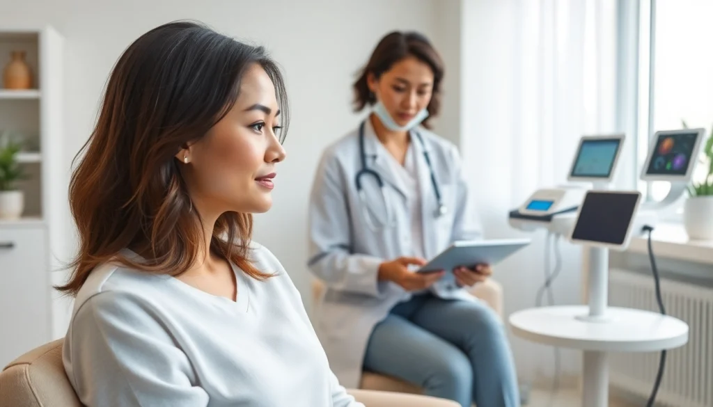 穏やかな美容クリニック環境での女性の薄毛治療に関する専門的なご相談