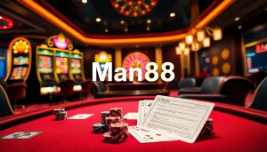Experience the thrill of gambling at Man88 with vibrant casino tables and exciting games.