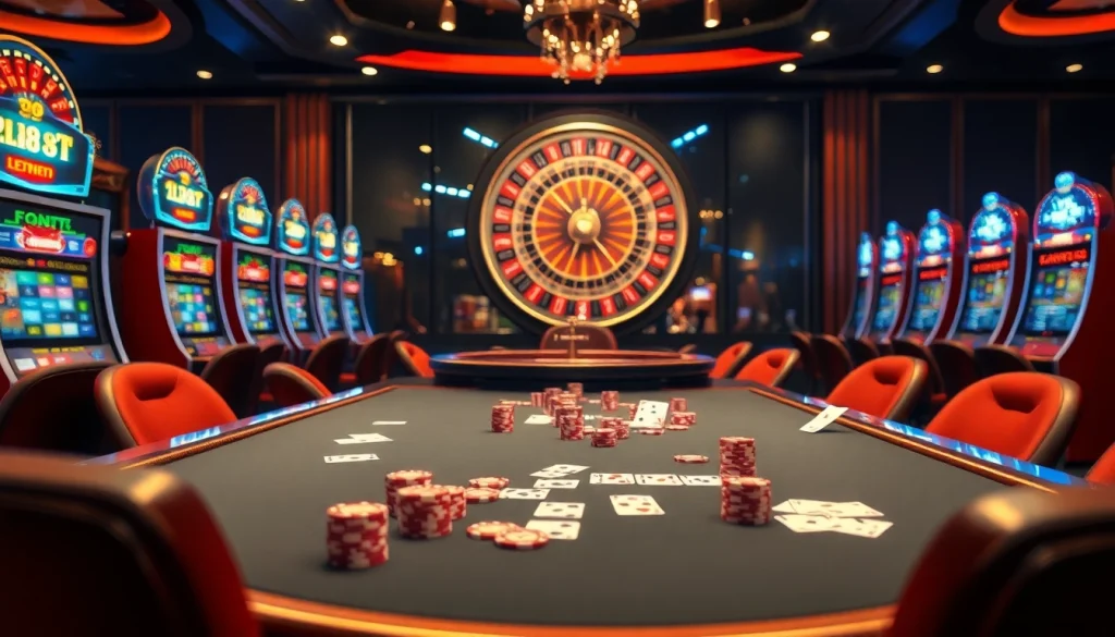 Experience gaming excitement at https://rr8888.in.net/ with luxurious casino elements like tables, cards, and slots.