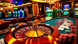 Players engaging with i9bet's vibrant online casino interface, showcasing luxury and excitement.