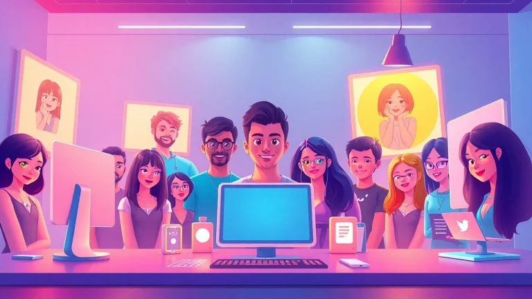 Dynamic visual of customizable NSFW character AI avatars in a vibrant chat interface.