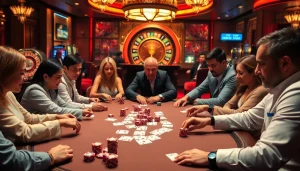 Engage in thrilling gameplay at rr88 link featuring poker chips, cards, and a vibrant casino atmosphere.