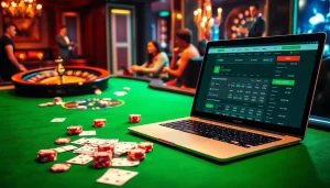 7upbet online betting interface on a luxurious casino table with poker chips.