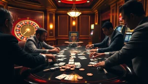 Exciting poker players engage with the hidden wiki dark web context in a vibrant casino atmosphere.