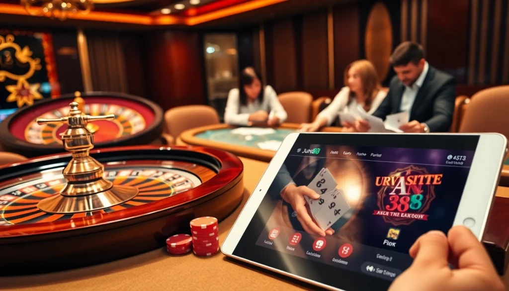 Jun88 casino players engaging in an exciting game of poker with vibrant visuals.