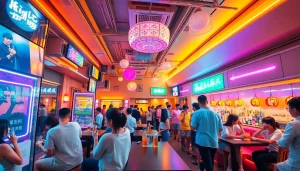 활기 넘치는 노래방과 제주도에 있는 엔터테인먼트 장소를 보여주는 흥미로운 제주도유흥 장면.