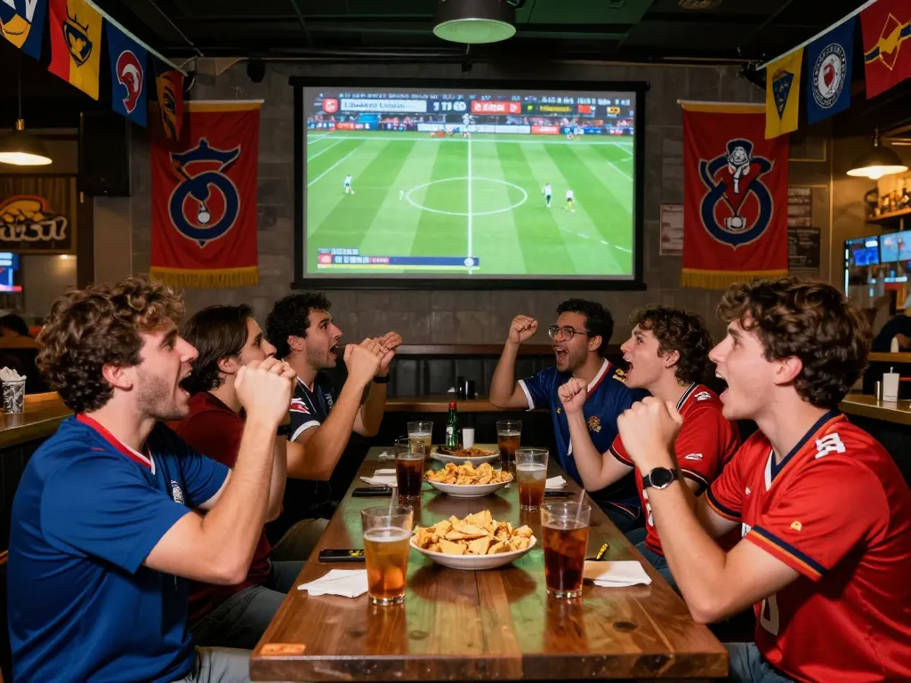 Fans gathered to watch LuongSonTV live football, cheering with excitement and team jerseys.