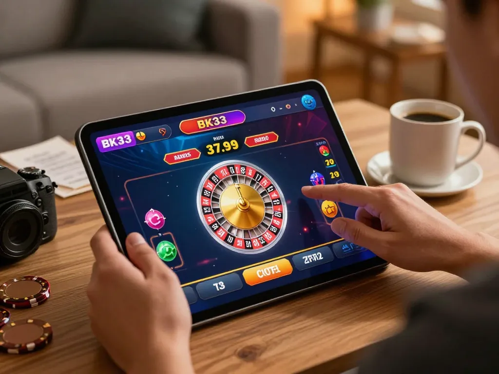 Experience BK33 excitement by playing roulette on a tablet at home in a cozy setting.