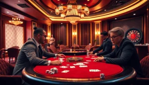 Exciting poker game at a luxurious casino featuring https://open88ss.com/ for elite gamblers.