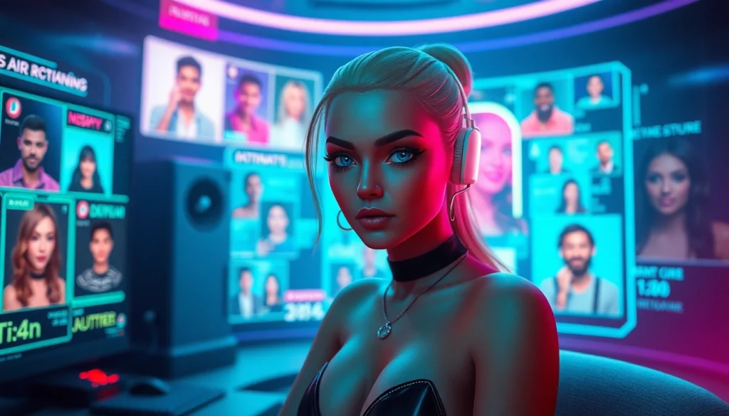 Engaging NSFW AI character in a futuristic virtual chat room, showcasing the allure of nsfw ai interactions.