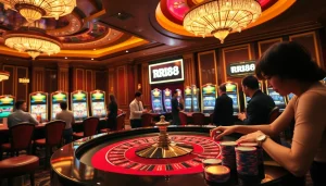 Experience thrilling gameplay at RR88 with glamorous casino elements and engaged players.